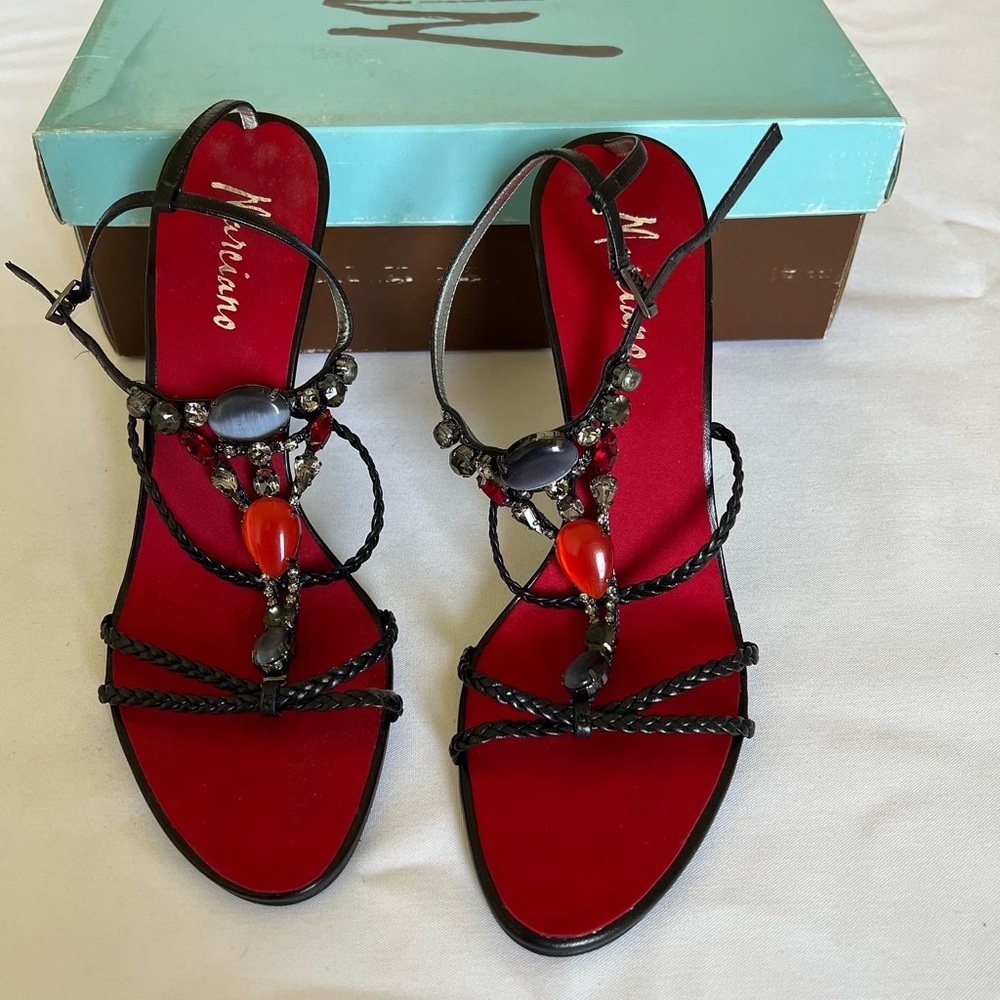 Marciano heels with gemstone accents